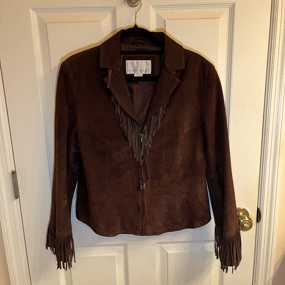 Nine West Fringed Suede Leather Jacket in Size L/G